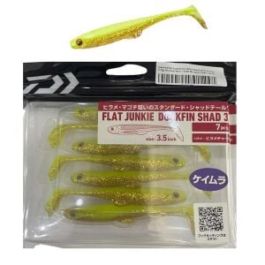 Daiwa Flat Junkie Duckfin Shad 3.5inch 9cm 5.2gr Silikon Yem 7 Adet Hirame Chart Gold