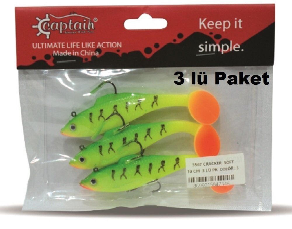 Captain 3567 Cracker Soft 10cm 18gr Silikon Yem 3 Adet Color:5