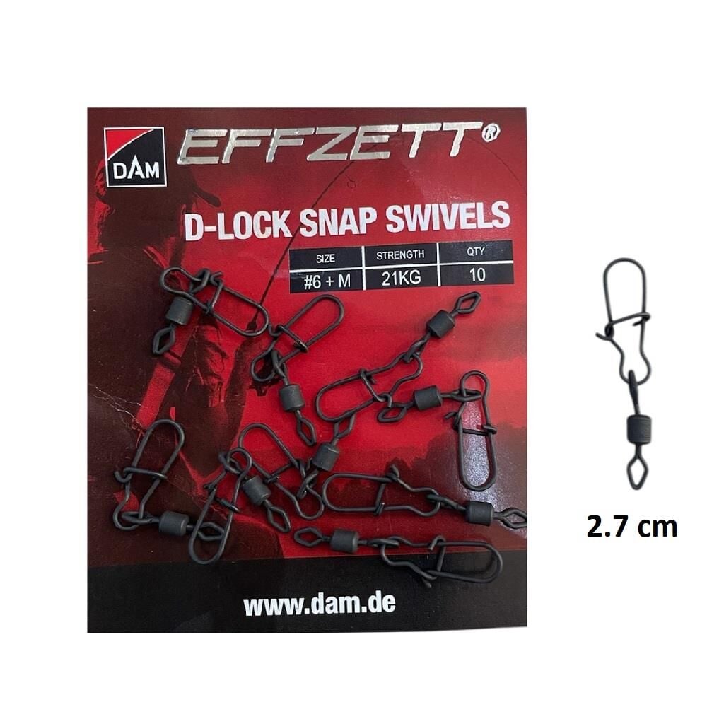 Dam Effzett D-Lock Snap Swivels Klipsli Fırdöndü M Beden 10 Adet