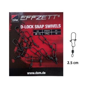 Dam Effzett D-Lock Snap Swivels Klipsli Fırdöndü S Beden 10 Adet