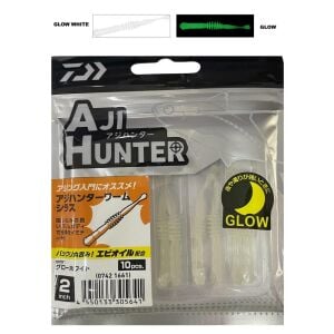 Daiwa Aji Hunter Worm Shirasu 2inch 5cm Lrf Silikon Yem 10 Adet Glow White