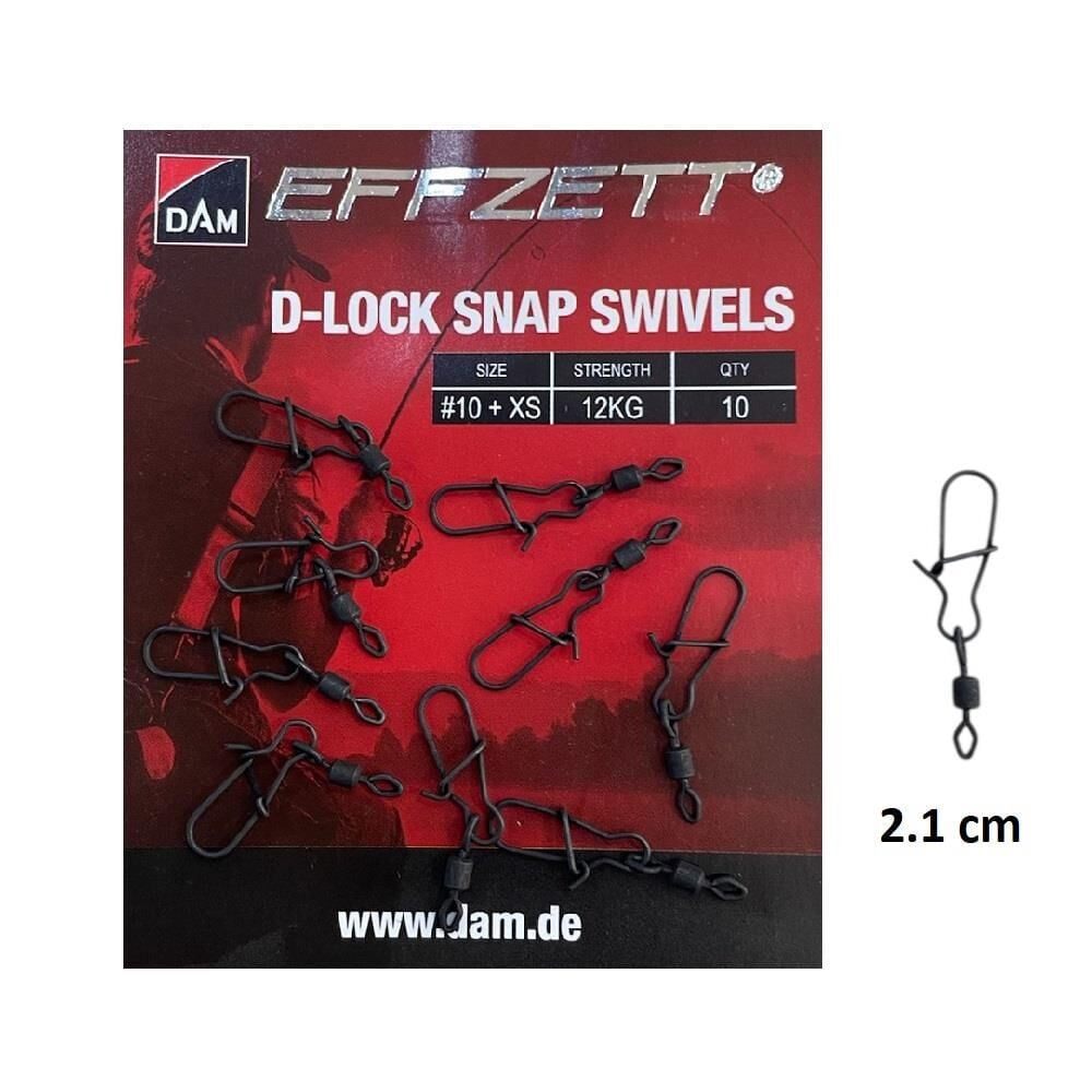 Dam Effzett D-Lock Snap Swivels Klipsli Fırdöndü XS Beden 10 Adet