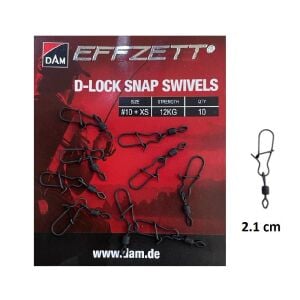 Dam Effzett D-Lock Snap Swivels Klipsli Fırdöndü XS Beden 10 Adet