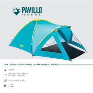 Bestway Pavillo Activemount 3 Kişilik Kamp Çadırı 210x240x130cm