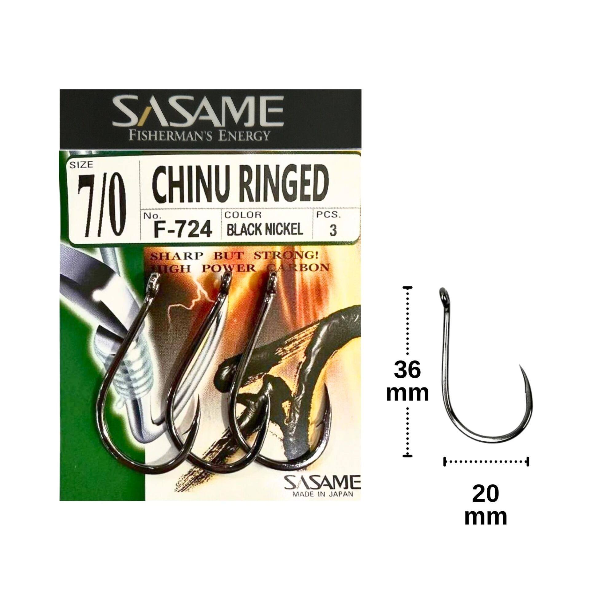 Sasame F-724 No:7/0 Chinu Ringed Olta İğnesi 3 Adet