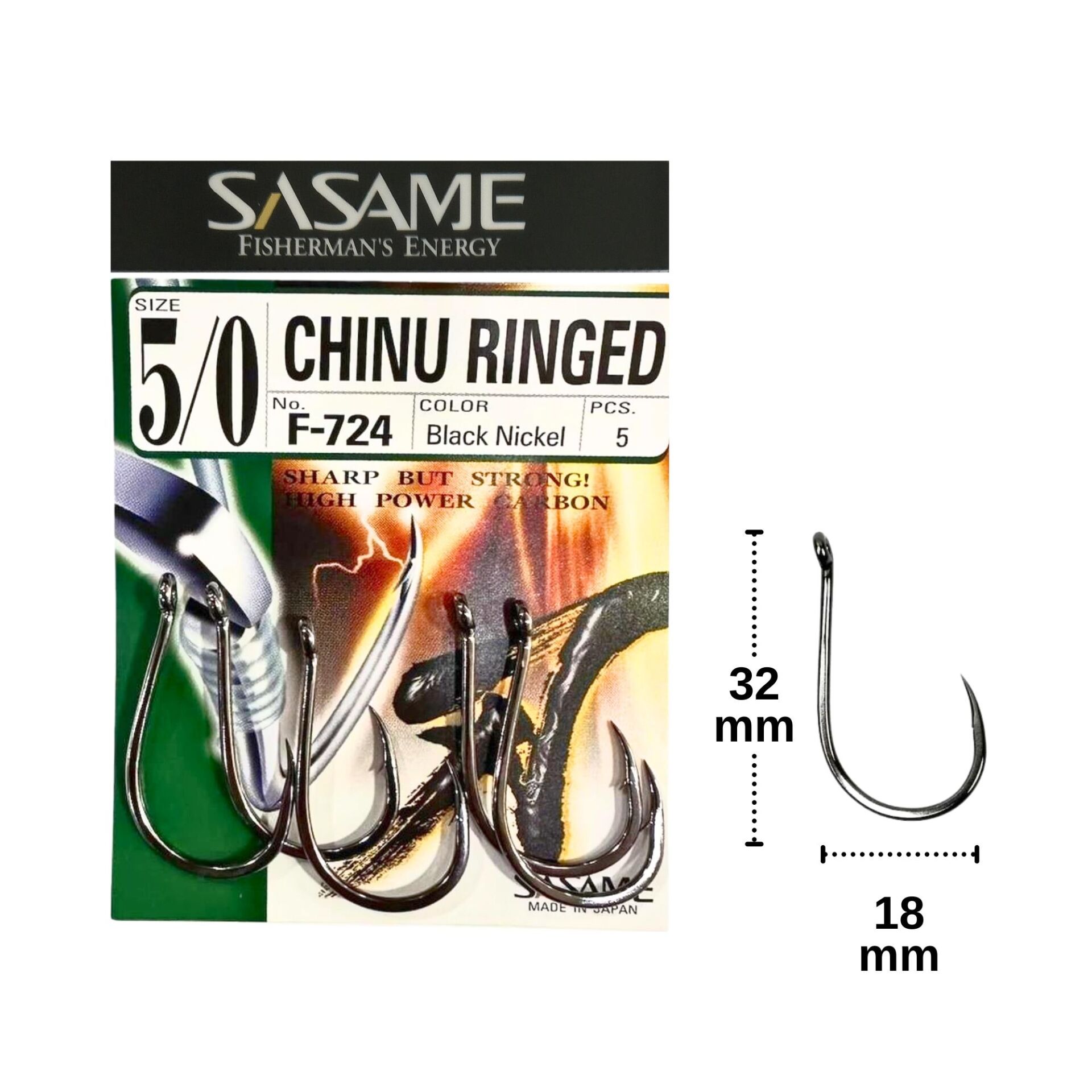 Sasame F-724 No:5/0 Chinu Ringed Olta İğnesi 5 Adet
