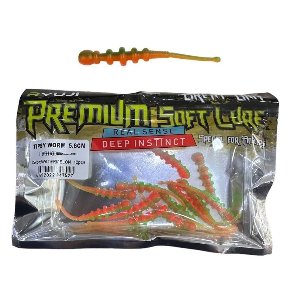 Ryuji Tipsy Worm 5.8cm LRF Silikon Yem (12 Adet) Watermelon