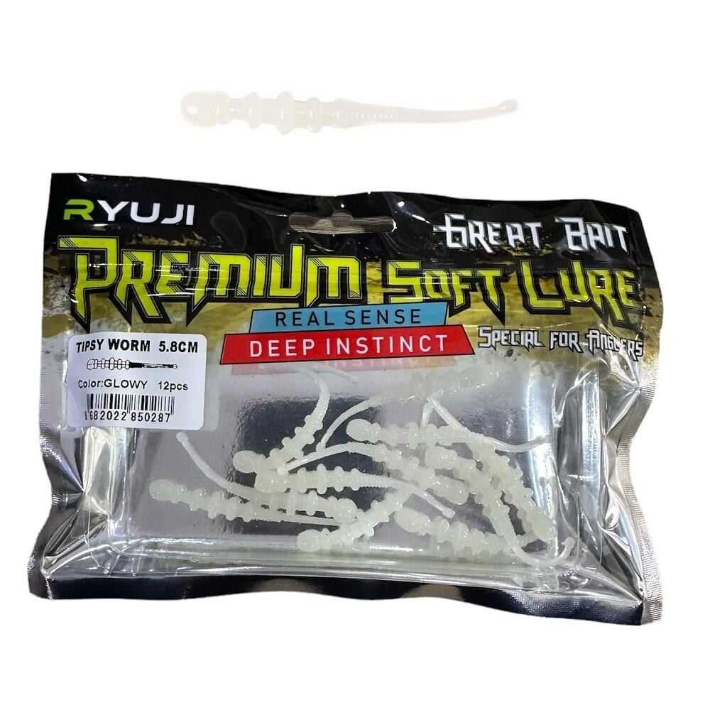 Ryuji Tipsy Worm 5.8cm LRF Silikon Yem (12 Adet) Glowy