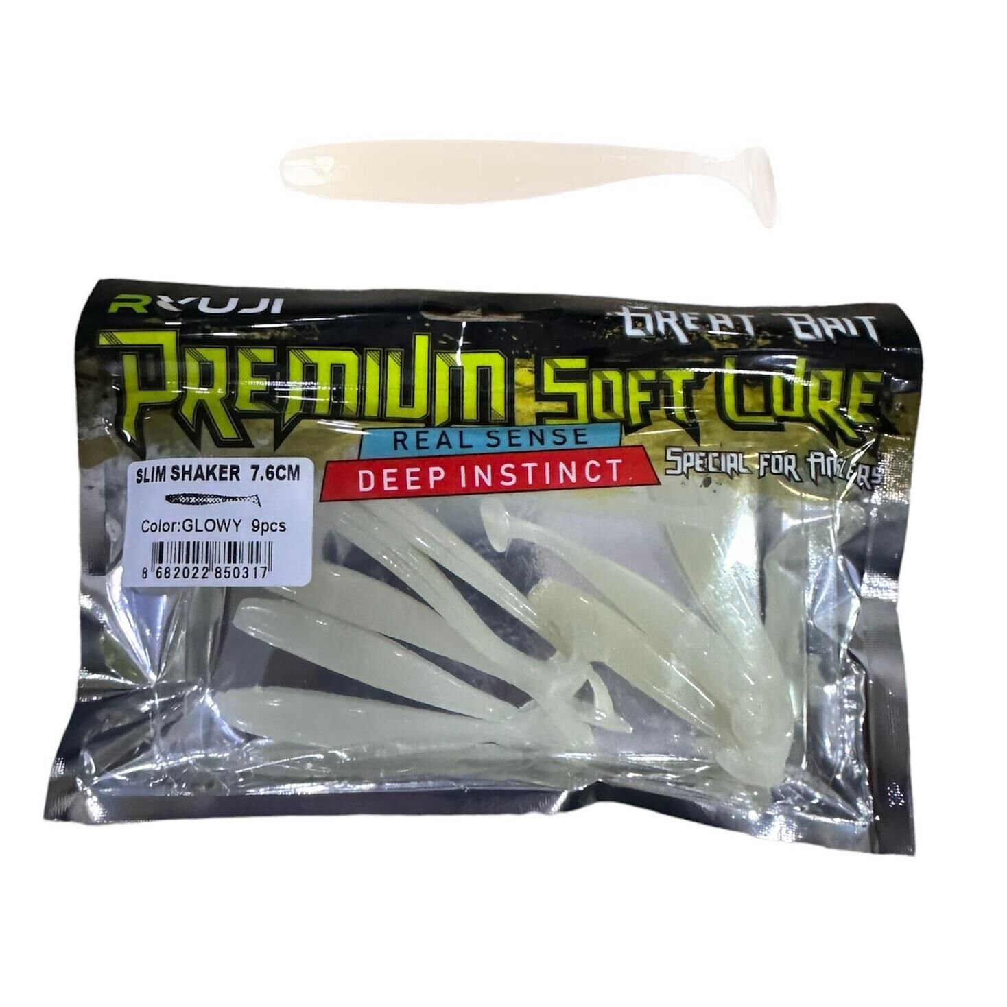 Ryuji Slim Shaker 7.6cm 2.5gr LRF Silikon Yem (9 lu Paket) Glowy