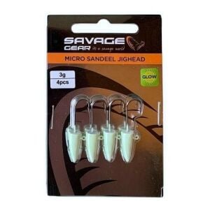 Savage Gear LRF Micro Sandeel Jighead 3gr Glow 4 Adet