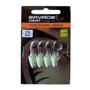 Savage Gear LRF Micro Sandeel Jighead 2.5gr Glow 4 Adet
