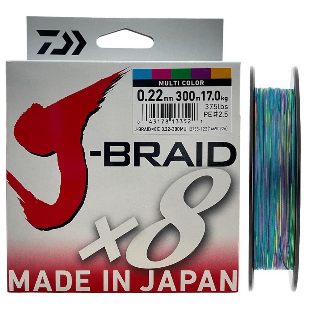 Daiwa J-Braid 8X Multi Color 300 mt 0.22 mm İp Misina