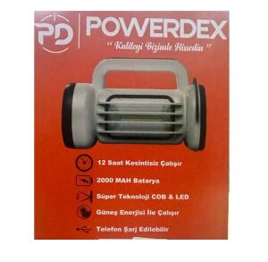 Powerdex PD-8585 Çift Işklı Solar Şarjlı El Feneri ve Kamp Lambası