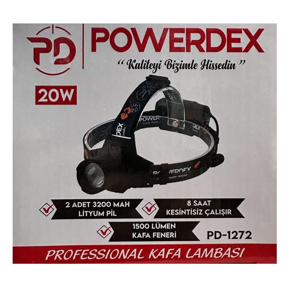 Powerdex PD-1272 Şarjl Edilebilir Pilli 20W Kafa Lambası