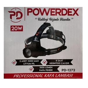 Powerdex PD-1272 Şarjl Edilebilir Pilli 20W Kafa Lambası