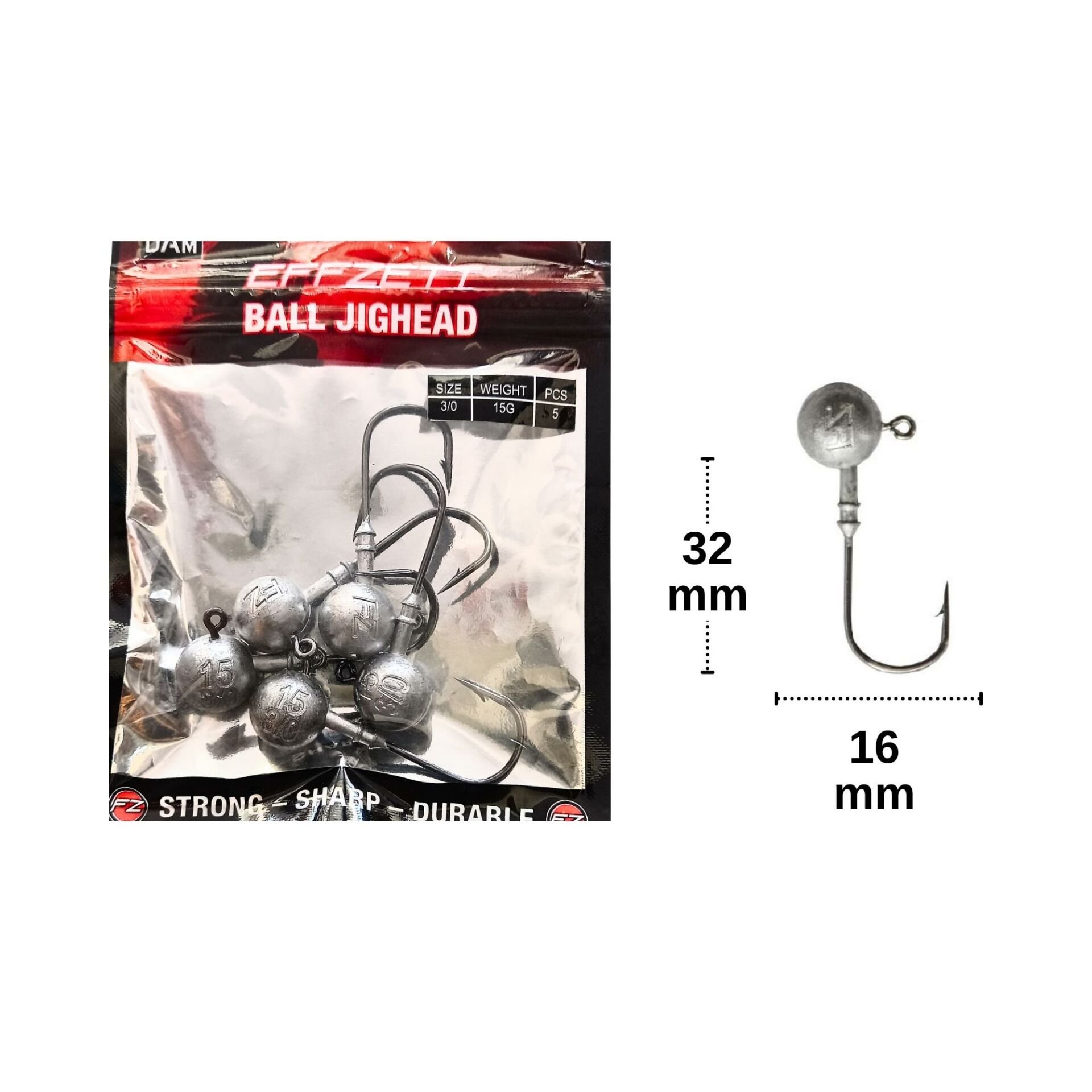 Dam Ball Jig Head 15 gr 3/0 (5 Adet)