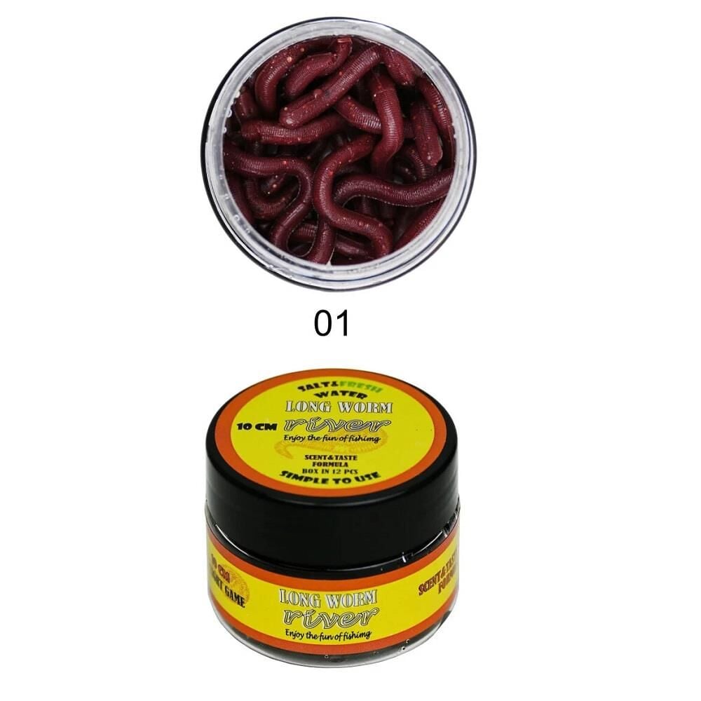 River Long Worm 10cm Kokulu Silikon Solucan Yem 12 Adet Renk 01