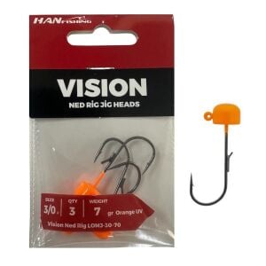 Hanfish Vision Ned Rig Jig Head LOMJ 7gr No:3/0 Orange UV 3 Adet