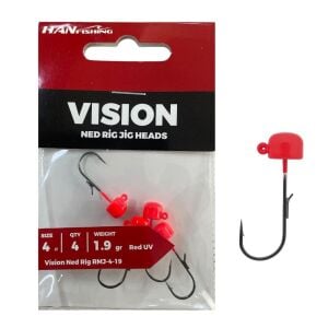 Hanfish Vision Ned Rig Jig Head RMJ 1.9gr No:4 Red UV 4 Adet