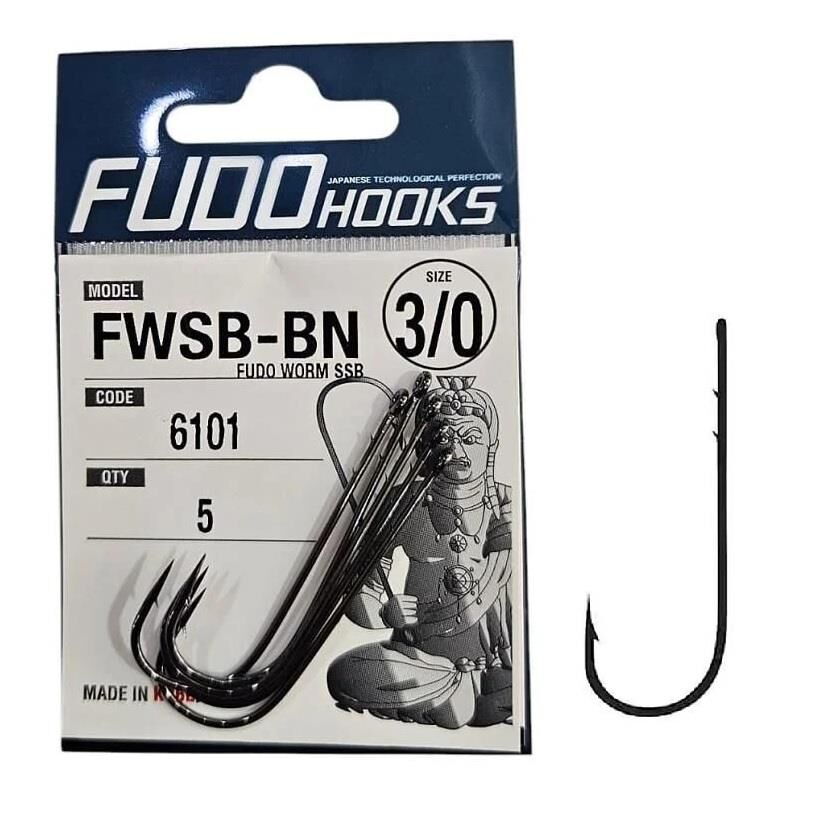 Fudo 6101 No:3/0 Fudo Worm SSB Black Nikel Olta İğnesi 5 Adet