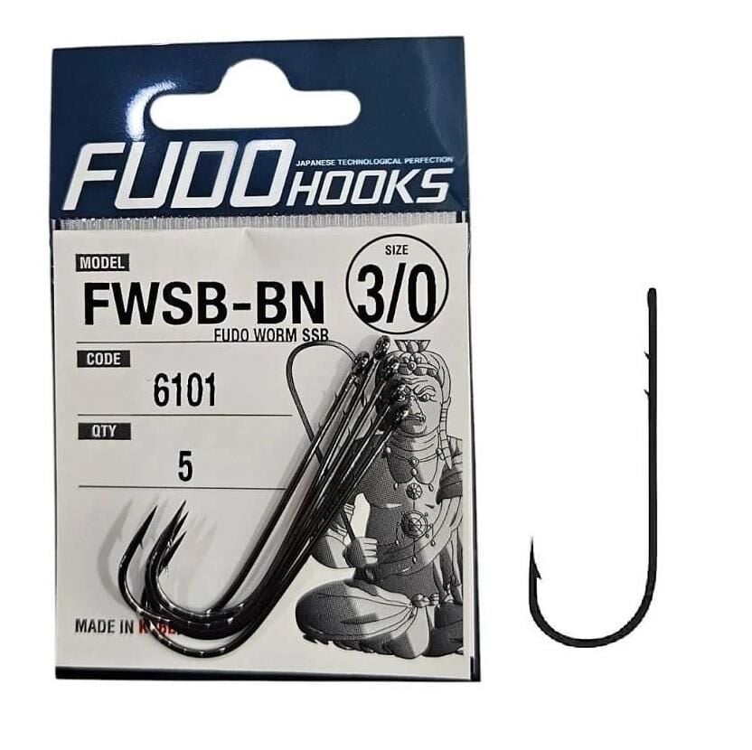 Fudo 6101 No:3/0 Fudo Worm SSB Black Nikel Olta İğnesi 5 Adet