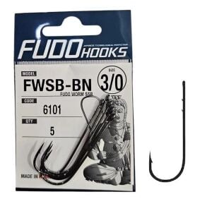 Fudo 6101 No:3/0 Fudo Worm SSB Black Nikel Olta İğnesi 5 Adet