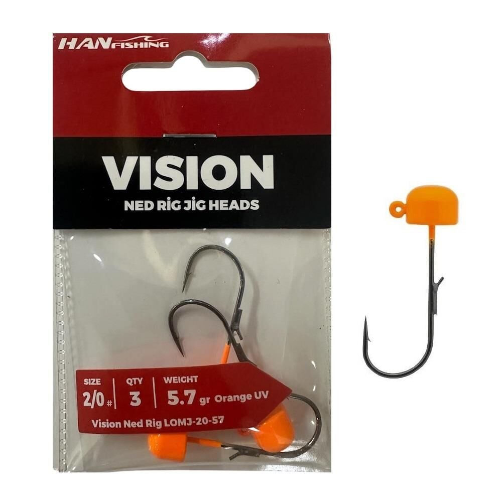 Hanfish Vision Ned Rig Jig Head LOMJ 5.7gr No:2/0 Orange UV 3 Adet