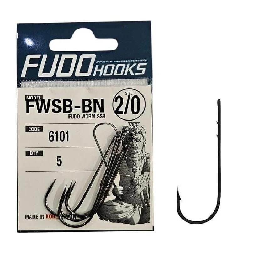 Fudo 6101 No:2/0 Fudo Worm SSB Black Nikel Olta İğnesi 5 Adet
