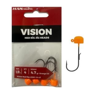 Hanfish Vision Ned Rig Jig Head LOMJ 4.7gr No:1/0 Orange UV 4 Adet