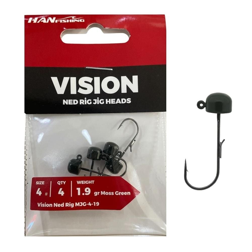 Hanfish Vision Ned Rig Jig Head MJG 1.9gr No:4 Moss Green 4 Adet