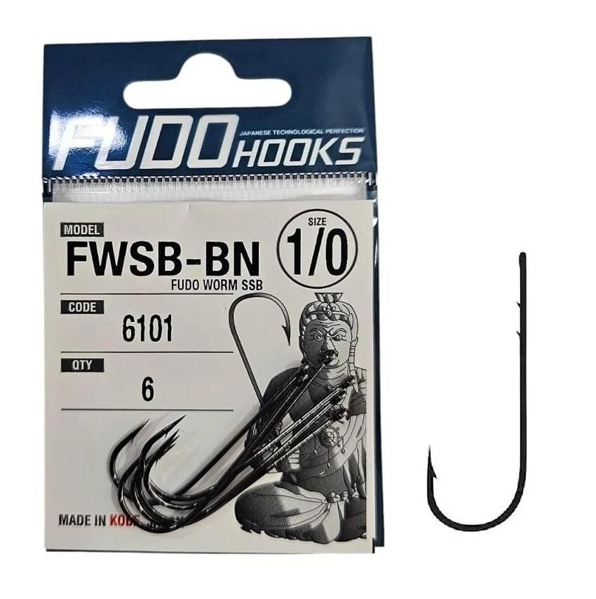Fudo 6101 No:1/0 Fudo Worm SSB Black Nikel Olta İğnesi 6 Adet