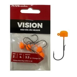 Hanfish Vision Ned Rig Jig Head LOMJ 3.3gr No:2 Orange UV 4 Adet