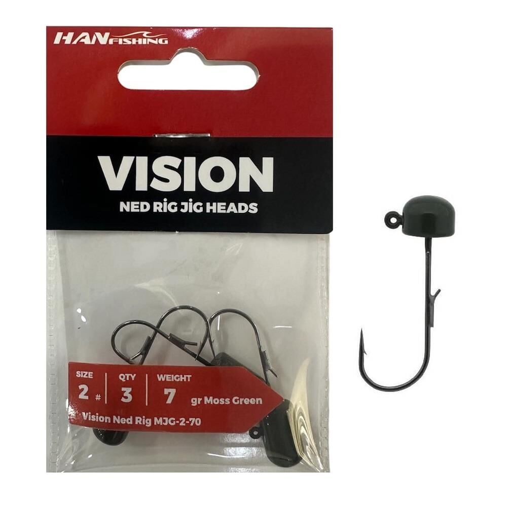 Hanfish Vision Ned Rig Jig Head MJG 7gr No:2 Moss Green 3 Adet