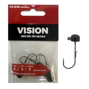 Hanfish Vision Ned Rig Jig Head MJG 7gr No:2 Moss Green 3 Adet