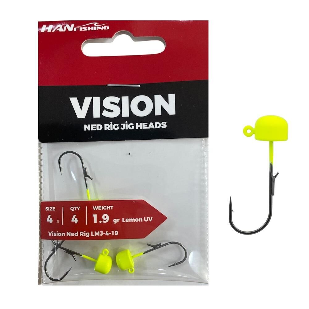 Hanfish Vision Ned Rig Jig Head LMJ 1.9gr No:4 Lemon UV 4 Adet