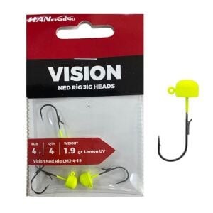 Hanfish Vision Ned Rig Jig Head LMJ 1.9gr No:4 Lemon UV 4 Adet