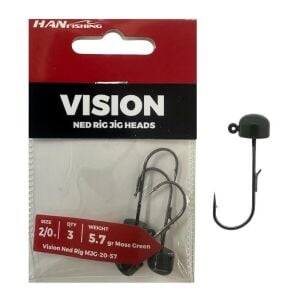 Hanfish Vision Ned Rig Jig Head MJG 5.7gr No:2/0 Moss Green 3 Adet