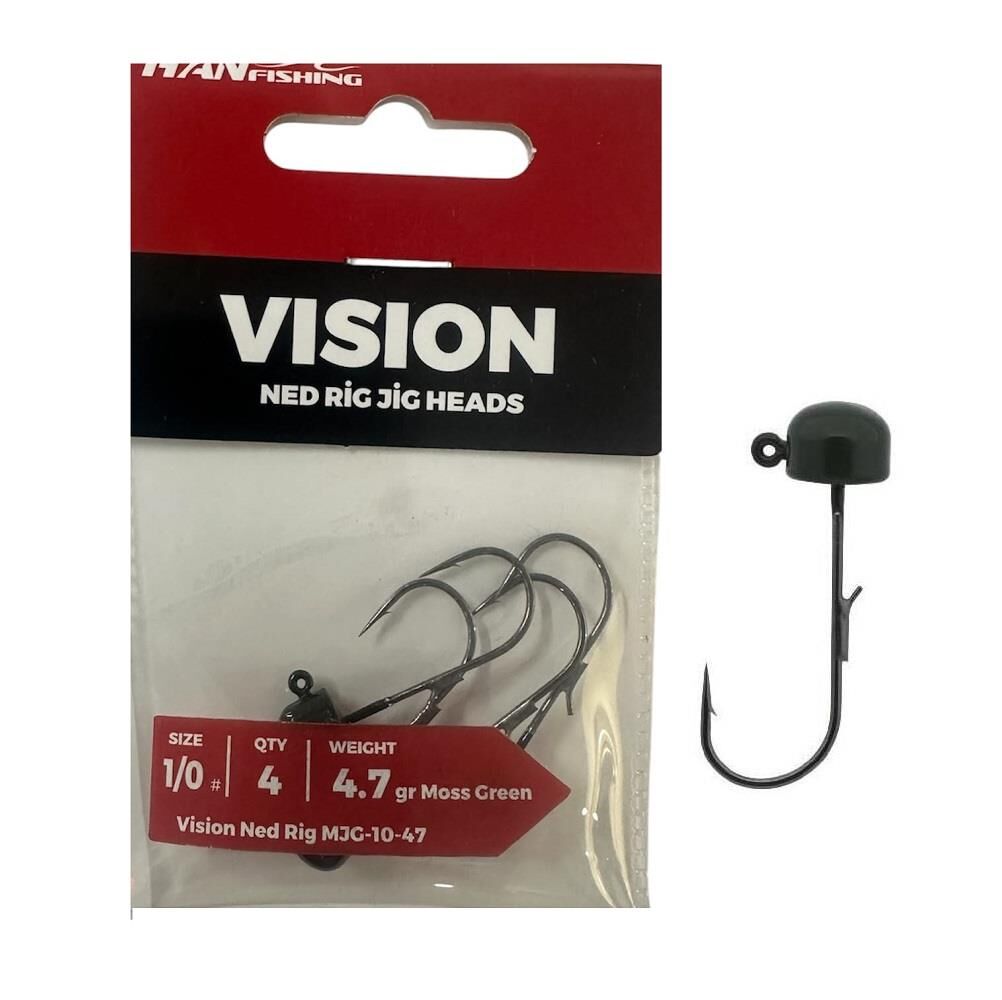 Hanfish Vision Ned Rig Jig Head MJG 4.7gr No:1/0 Moss Green 4 Adet