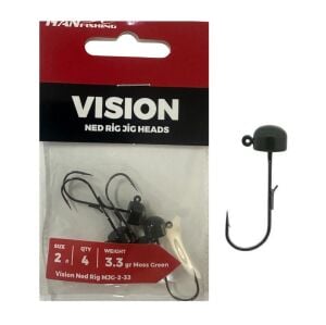 Hanfish Vision Ned Rig Jig Head MJG 3.3gr No:2 Moss Green 4 Adet
