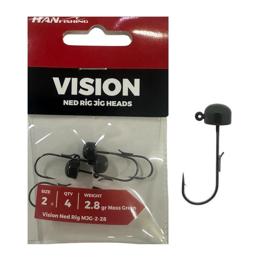 Hanfish Vision Ned Rig Jig Head MJG 2.8gr No:2 Moss Green 4 Adet