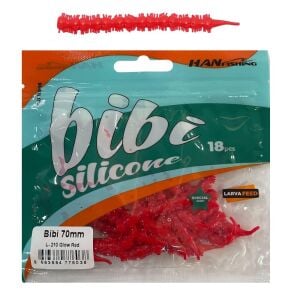 Hanfish Bibi 70mm 7cm 0.4gr LRF Silikon Yem 18 Adet L210 Glow Red