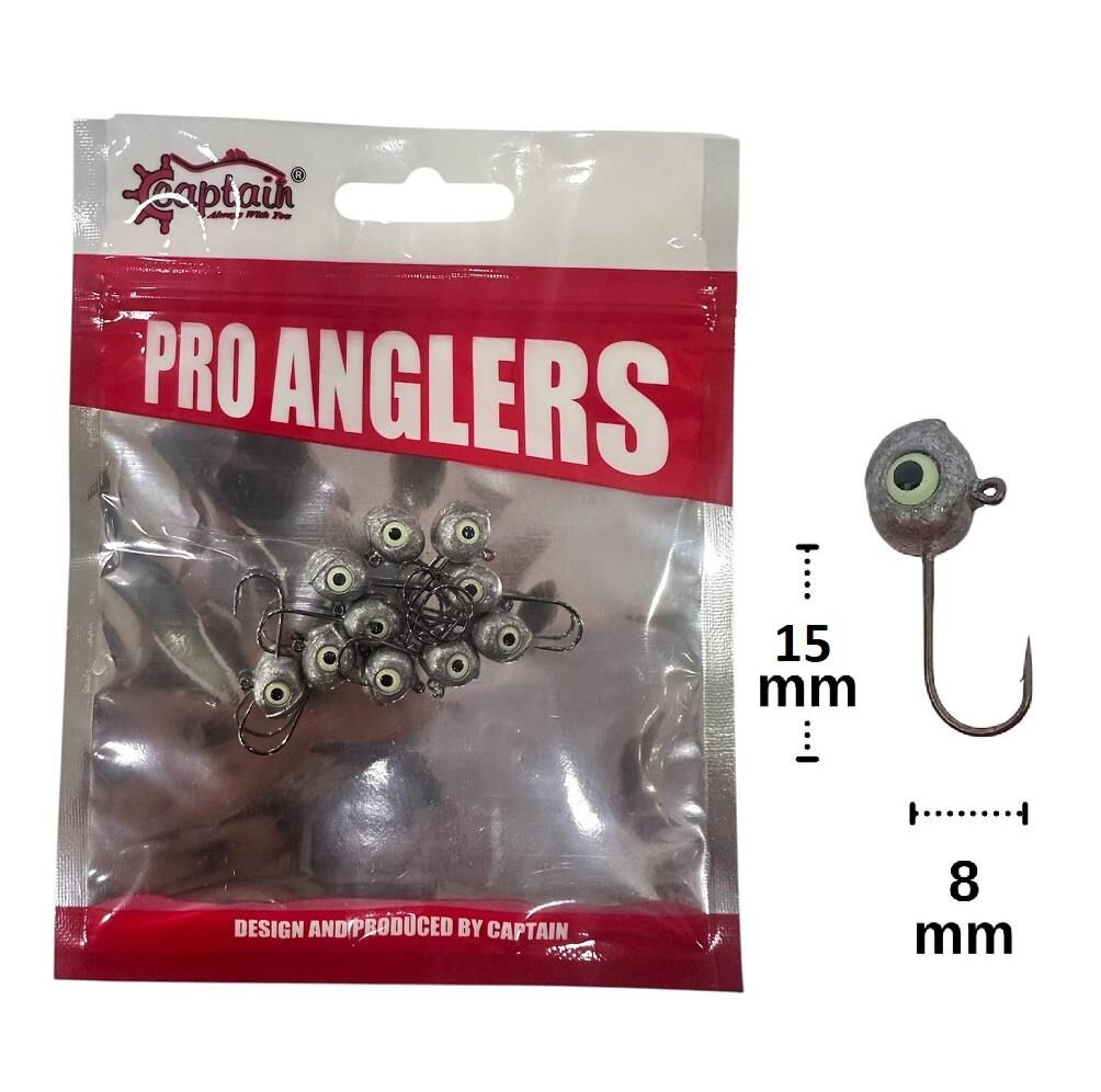 Captain 6420 3.5gr LRF Jig Head Zoka Glow Eye 10 Adet