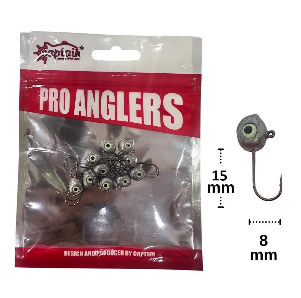 Captain 6420 3.5gr LRF Jig Head Zoka Glow Eye 10 Adet