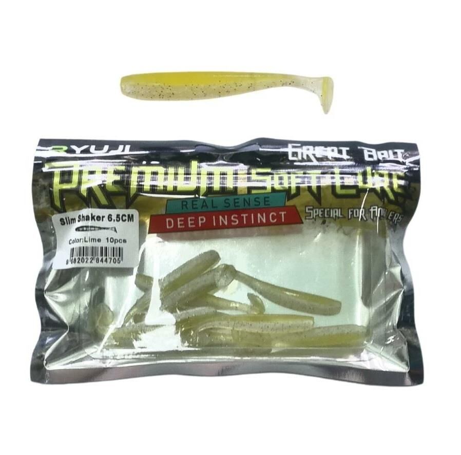 Ryuji Slim Shaker 6.5cm 1.4gr LRF Silikon Yem (10 lu Paket) Lime
