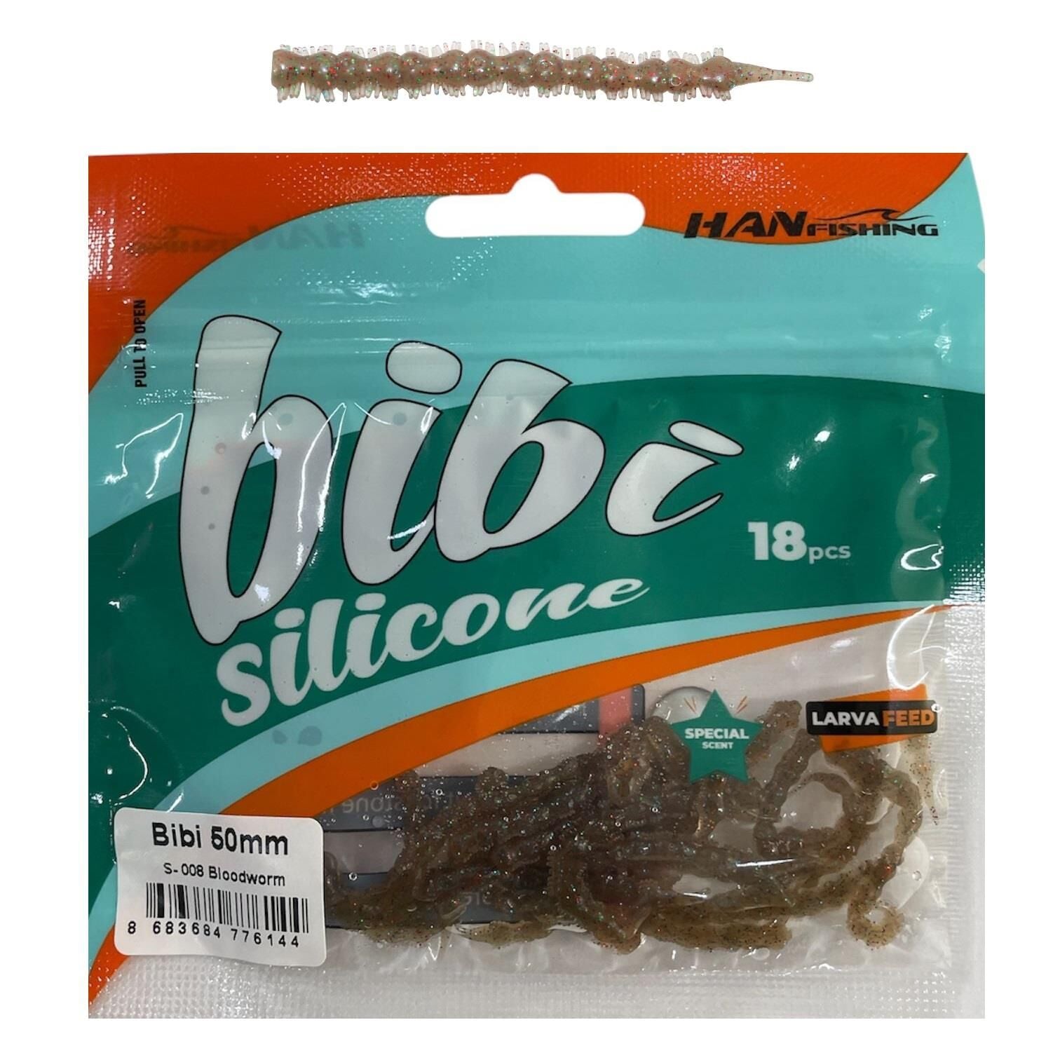 Hanfish Bibi 50mm 5cm 0.3gr LRF Silikon Yem 18 Adet S008 Blodyworm
