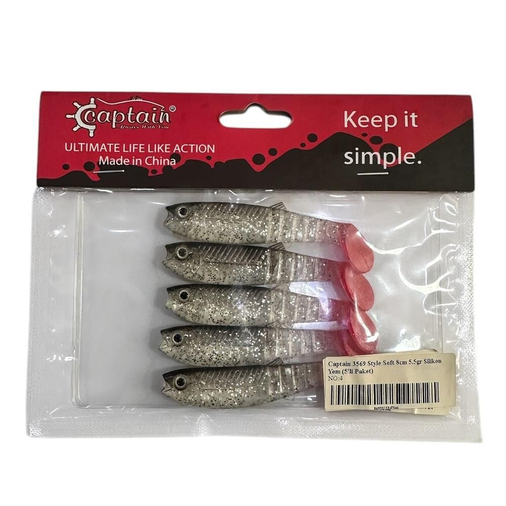 Captain 3569 Style Soft 8cm 5.5gr Silikon Yem 5 Adet Color:4