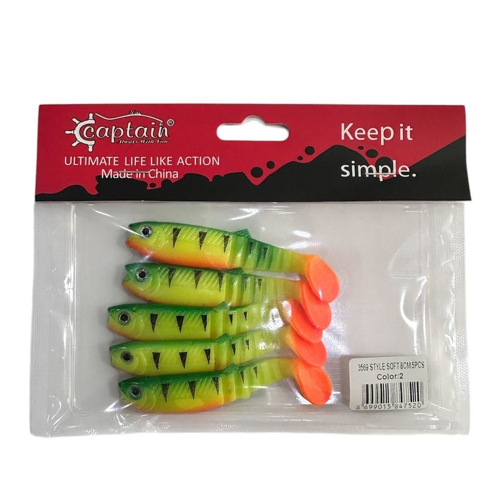 Captain 3569 Style Soft 8cm 5.5gr Silikon Yem 5 Adet Color:2