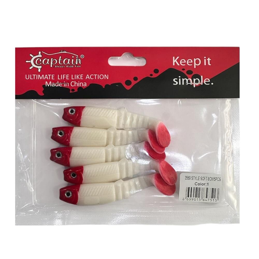 Captain 3569 Style Soft 8cm 5.5gr Silikon Yem 5 Adet Color:1