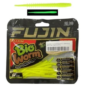 Fujin Bio Worm 6cm Kokulu Sıvılı LRF Silikon Yem 18 Adet Chartreuse Fluo