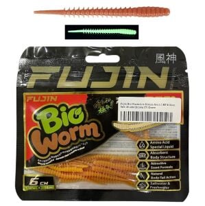 Fujin Bio Worm 6cm Kokulu Sıvılı LRF Silikon Yem 18 Adet Brown UV Green
